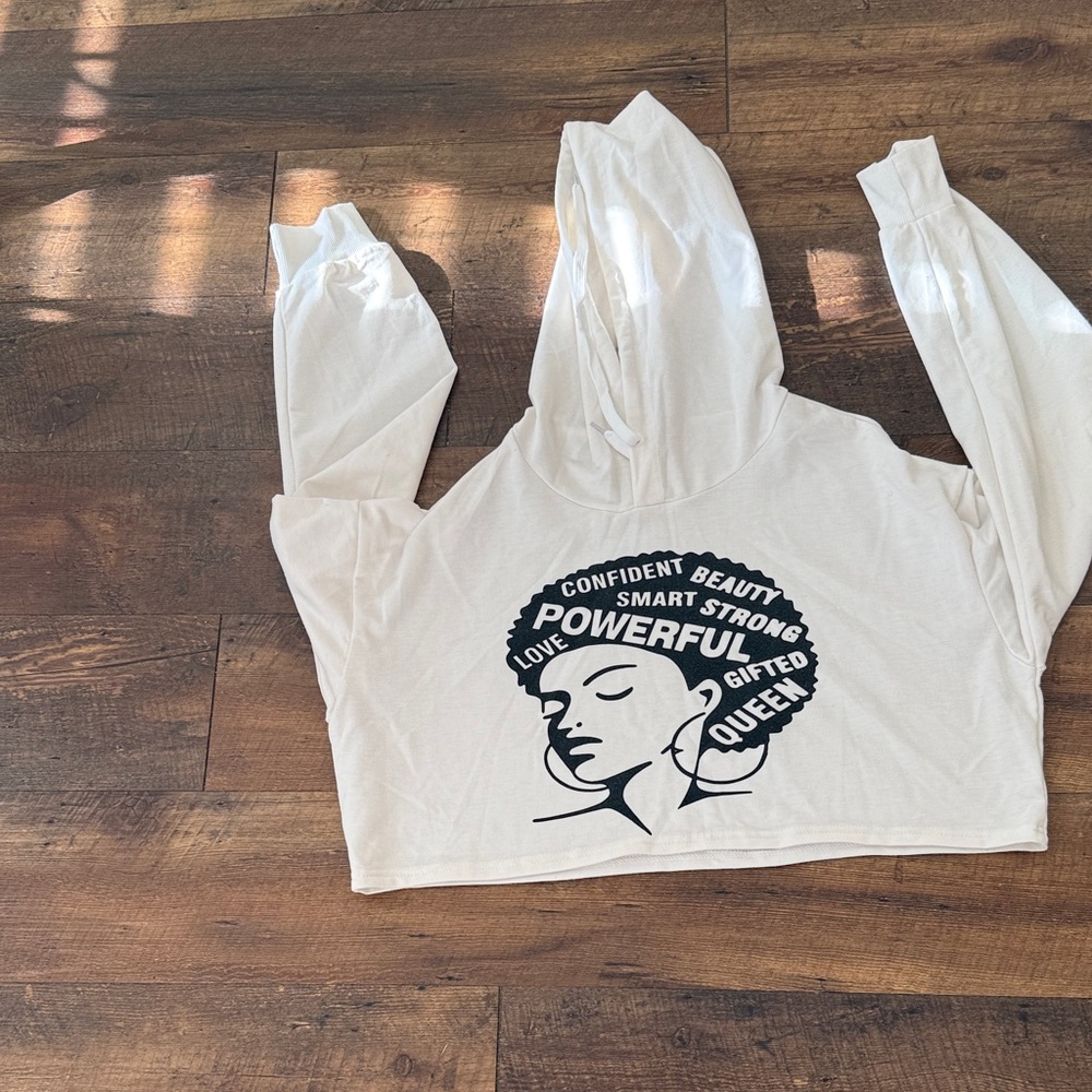 White Graphic Hoodie - Empowering Design